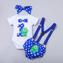 Baby Boy Cartoon Onesie - Print Round Neck Short Sleeve