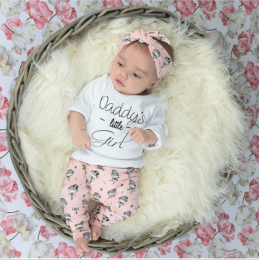 Cartoon Baby Pants/Headband/Outfits - Clothing Set - Infant Baby Girls Clothes Daddy's Little Girl T-shirt