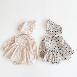 Girl Baby Love Dress - Long Sleeve Romper Baby Cotton One-Piece and Climbing Clothes w/Free Hat