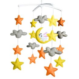 Handmade Baby Boy Crib Mobile - Non-Woven Musical Mobile Crib Toy Nursery Room Decor, Stars and Rabbit