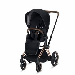 CYBEX ePriam 3-in-1 Baby Stroller - Travel System Frame in Rose Gold with Brown Details Baby Stroller Premium Black