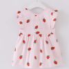Baby Girl Sleeveless Princess Smock - Pink Strawberry Eating Inner Waterproof Kids Bibs Painting Apron