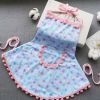 Sleeveless Baby Eating Smock - Apron Inner Painting Shirt, Blue Pink Flowers 1-4T