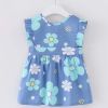 Baby Girl Sleeveless Princess Smock - Blue Flowers Eating Inner Waterproof Kids Bibs Painting Apron