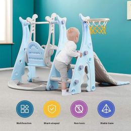 Toddler 4-in-1 Play Set - W/ Baby Slide Set, Basketball Hoop, Climber, & Play-set SafeSliding