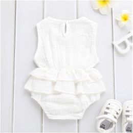 Baby Striped Sleeveless Girl Pettiskirt - 100% Cotton Clothing (Option: White-80cm)