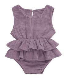 Baby Striped Sleeveless Girl Pettiskirt - 100% Cotton Clothing (Option: Light purple-70cm)