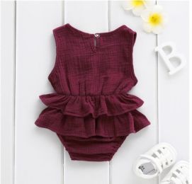 Baby Striped Sleeveless Girl Pettiskirt - 100% Cotton Clothing (Option: Jujube red-100cm)