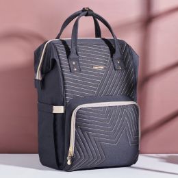 Sunveno Fashion Diaper Bag Backpack - Quilted Large Mum Maternity Nursing Bag (Color: black)